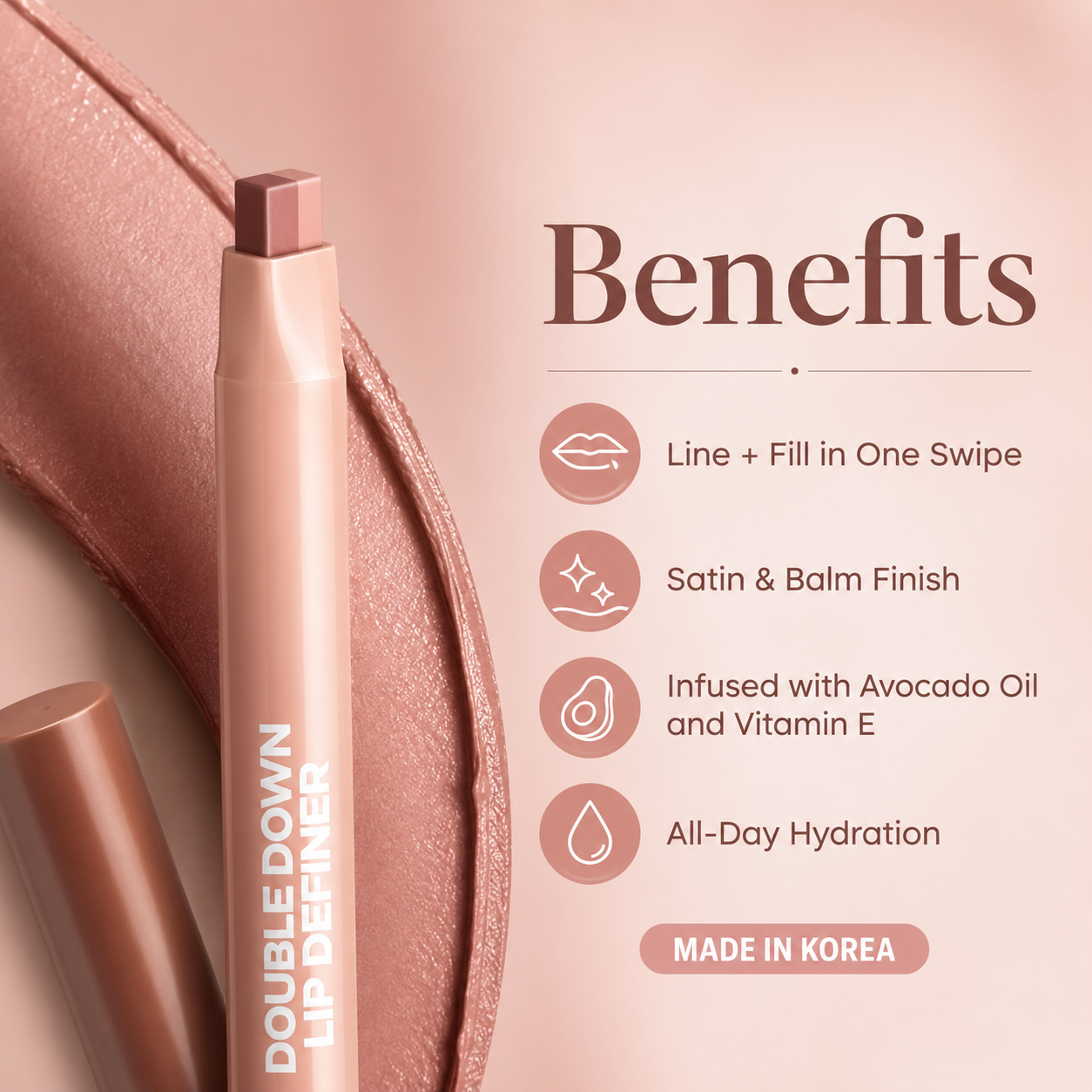 2 in 1 Lip Liner and Balm with Hydrating Formula