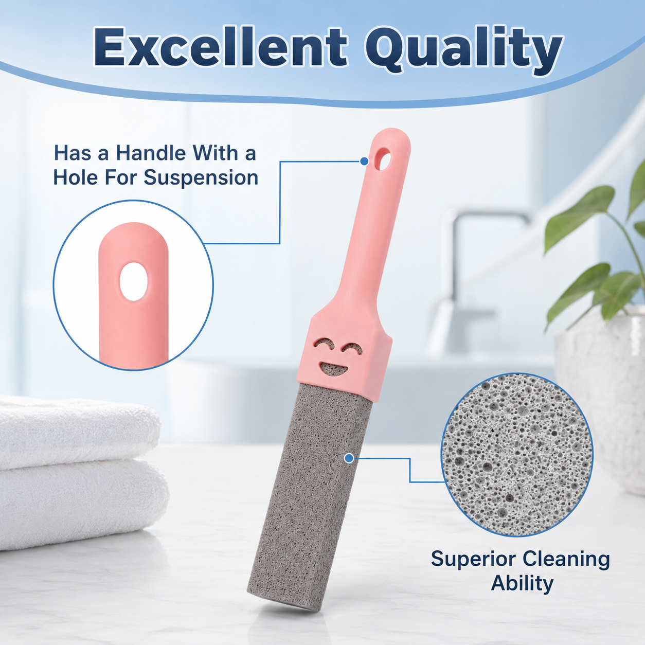 8 Pack Pumice Stone Toilet Cleaner - Extra Long Handle