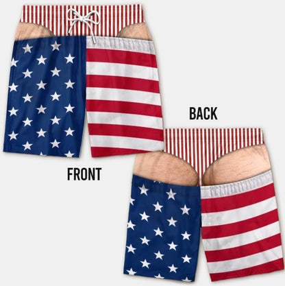 Men's Quick Dry Printed Swim Trunks with Pockets and Drawstring