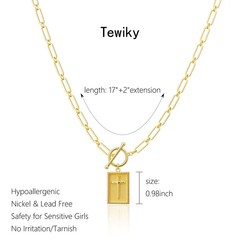 The Eternal Cross Pendant Necklace - 14k Gold Plated Stainless Steel