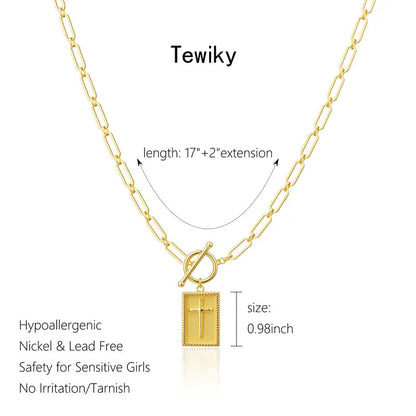 The Eternal Cross Pendant Necklace - 14k Gold Plated Stainless Steel