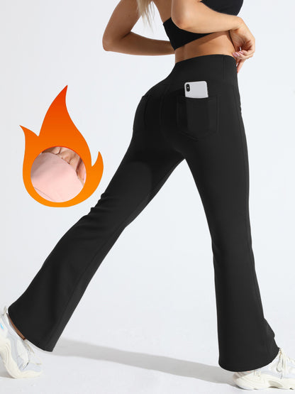 Women’s Fleece Lined Flare Leggings with Pockets