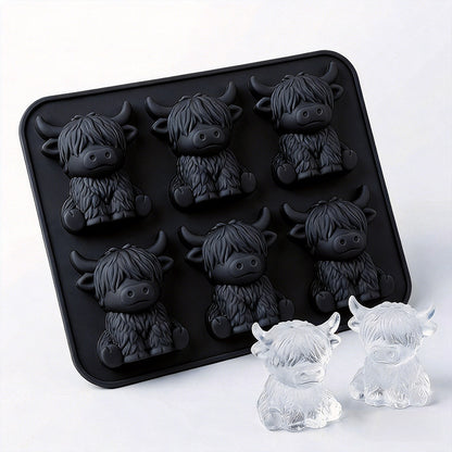 Mini Highland Cow 3D Ice Cube Mold for Drinks & Parties