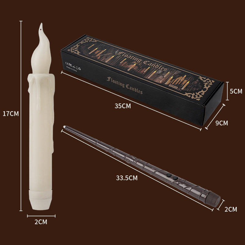 Magical Floating Candles with Wand - Flickering Taper Flameless Hanging Candles for Christmas, Halloween, Birthday Parties, Home Decor, and Gifts