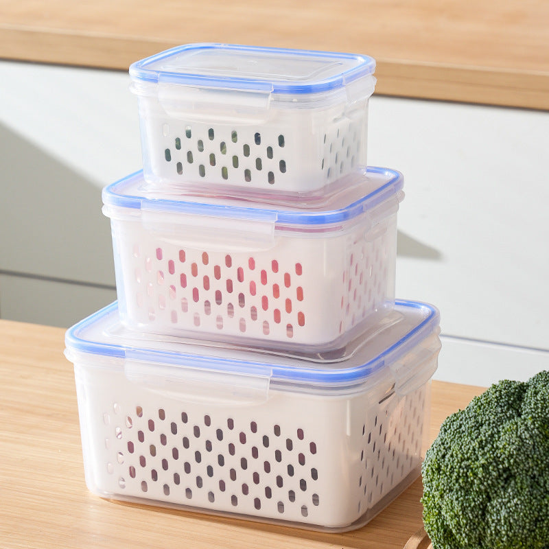 3 Pack Stackable Fridge Organizers with Removable Colander