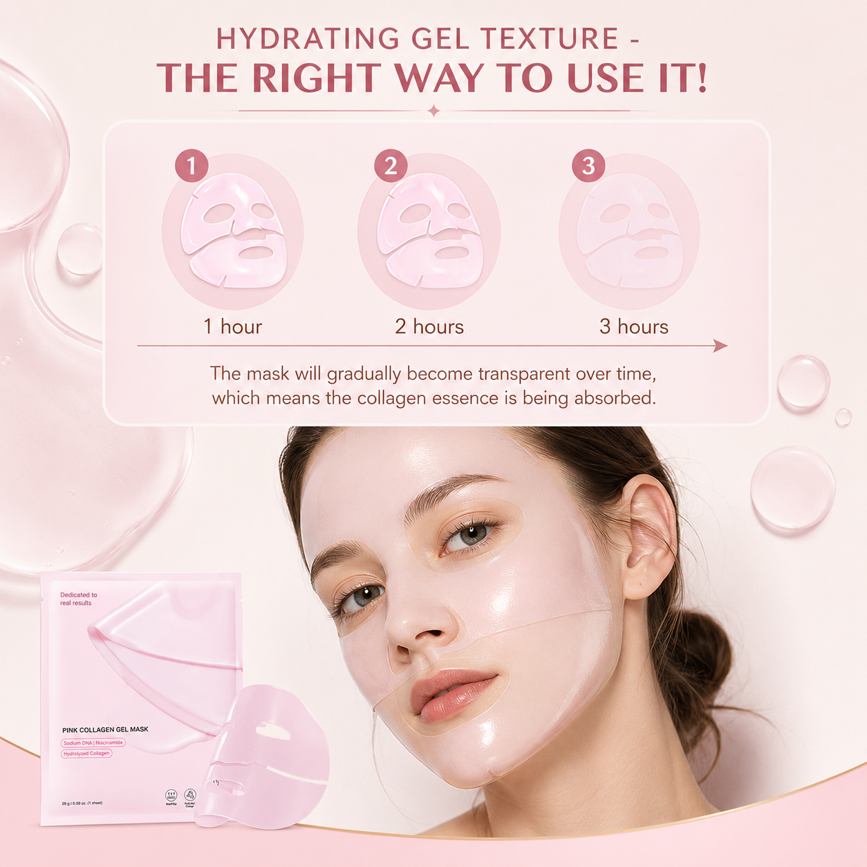 Pink Collagen Gel Face Mask 4 Sheets