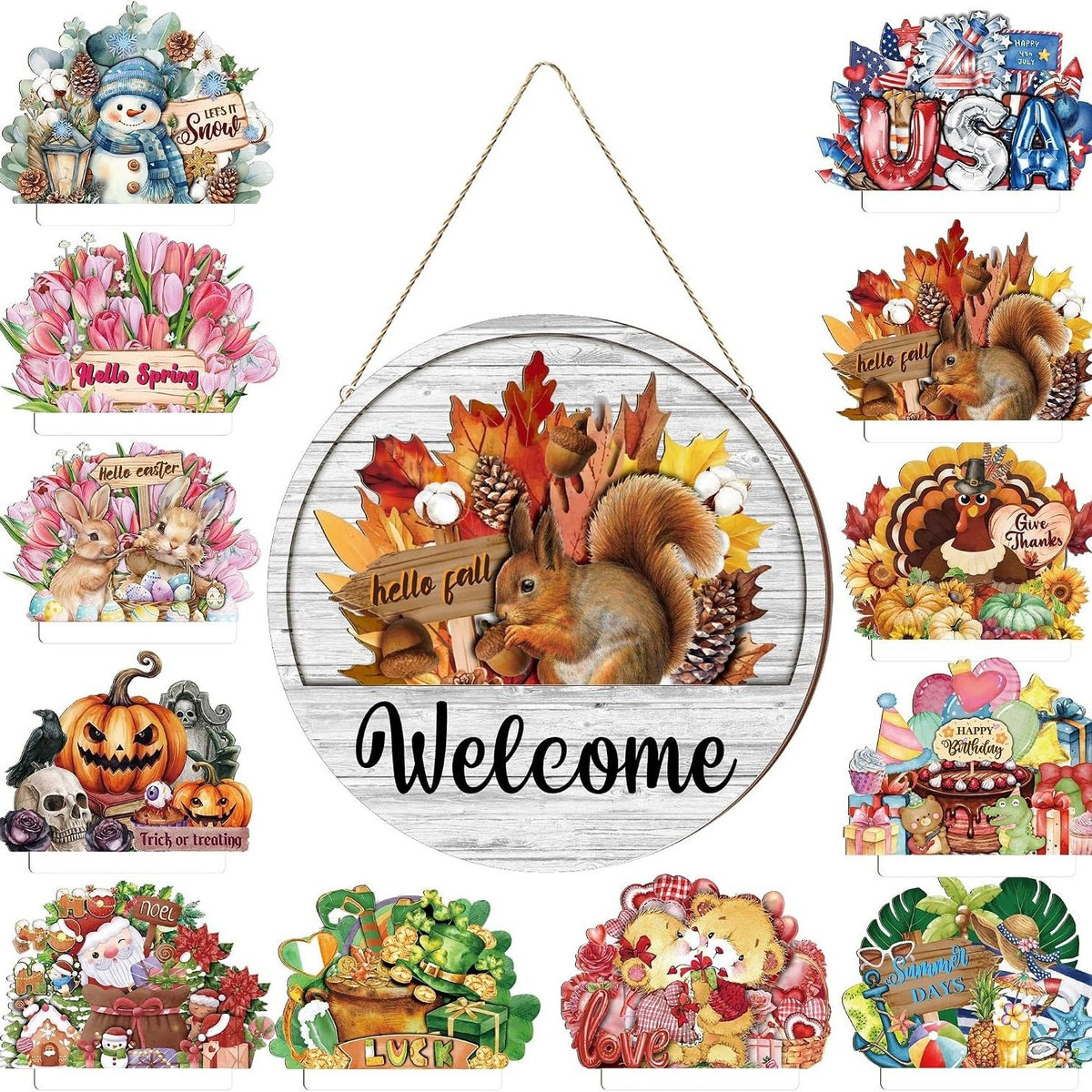 12 Pcs Interchangeable Welcome Sign for Front Door