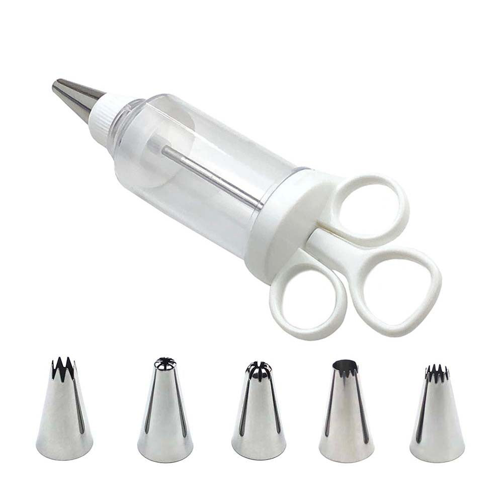 Stainless Steel Cake Decorating Gun Kit – 6 Icing Nozzles & Pastry Piping Set for Cakes, Cupcakes & Desserts