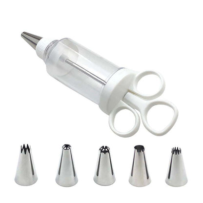 Stainless Steel Cake Decorating Gun Kit – 6 Icing Nozzles & Pastry Piping Set for Cakes, Cupcakes & Desserts