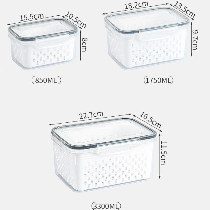 3 Pack Stackable Fridge Organizers with Removable Colander