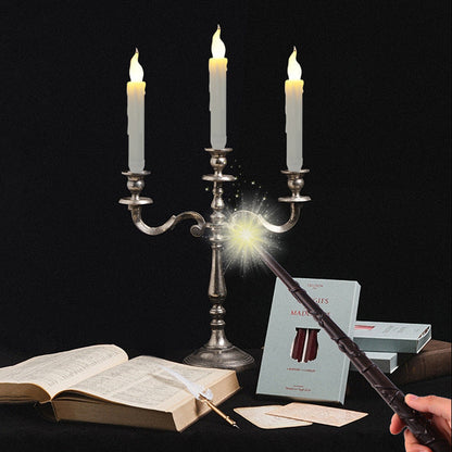 Magical Floating Candles with Wand - Flickering Taper Flameless Hanging Candles for Christmas, Halloween, Birthday Parties, Home Decor, and Gifts