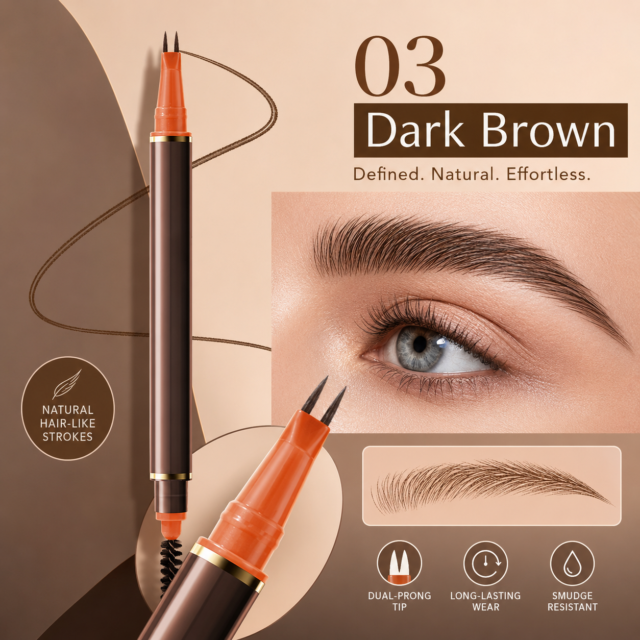 Water Resistant Dual Tip Brow and Beard Pen