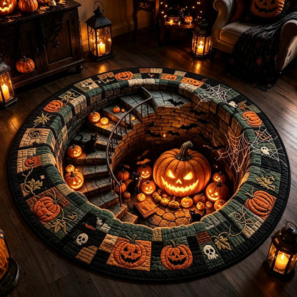 🔥 Flash Sale - 3D Haunted Stairway Round Halloween Rug