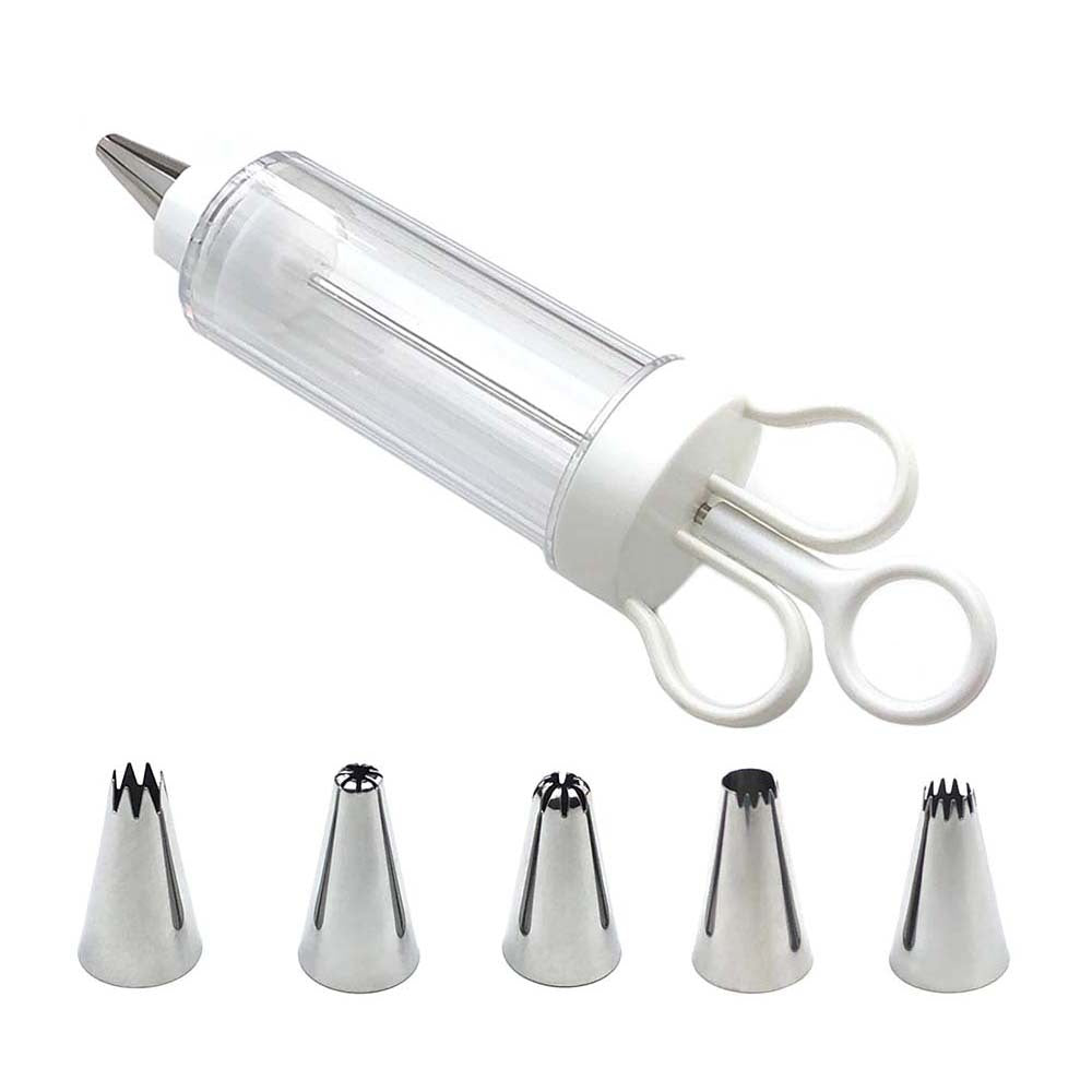 Stainless Steel Cake Decorating Gun Kit – 6 Icing Nozzles & Pastry Piping Set for Cakes, Cupcakes & Desserts