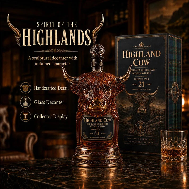 Highland Cow Whiskey Bottle Decanter