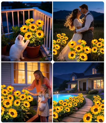 Solar Powered Sunflower LED Garden Lights Outdoor Waterproof Set