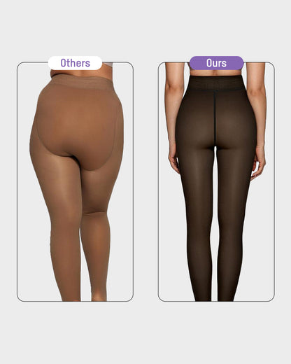 Semi-Transparent Single Seam Fleece Lined Tights