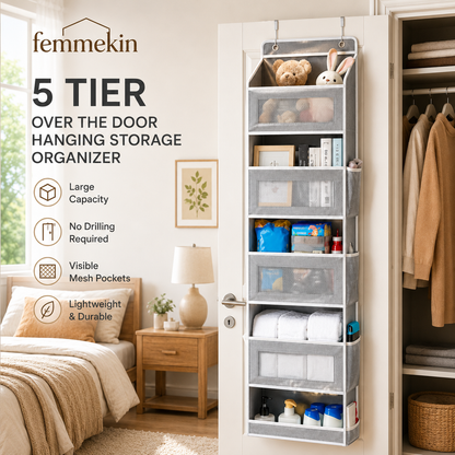 5 Tier Over The Door Hanging Storage Organizer