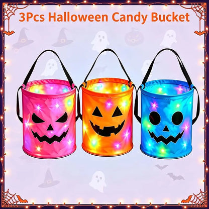 LED Halloween Pumpkin Light Candy Buckets