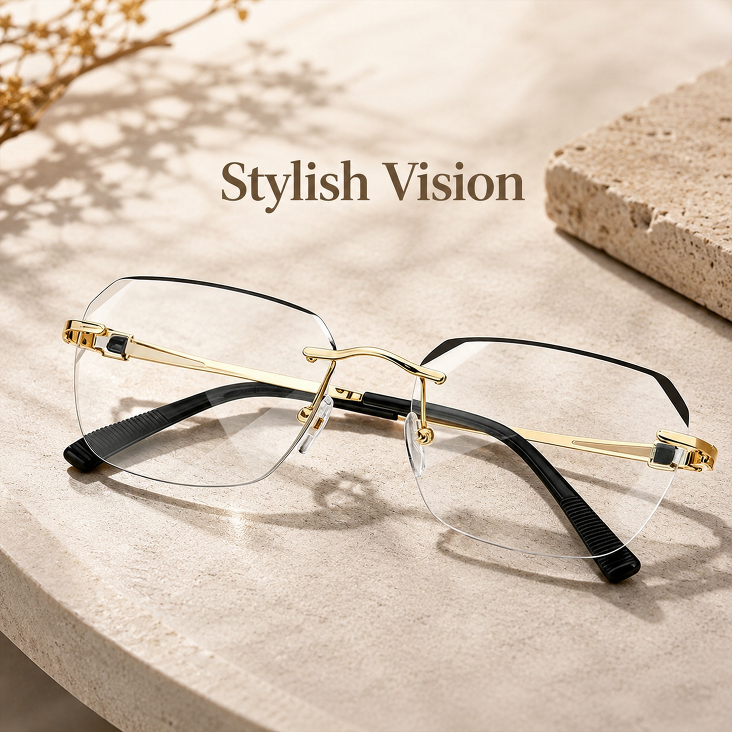 Frameless Diamond Cut Blue Light Reading Glasses For Men And Women