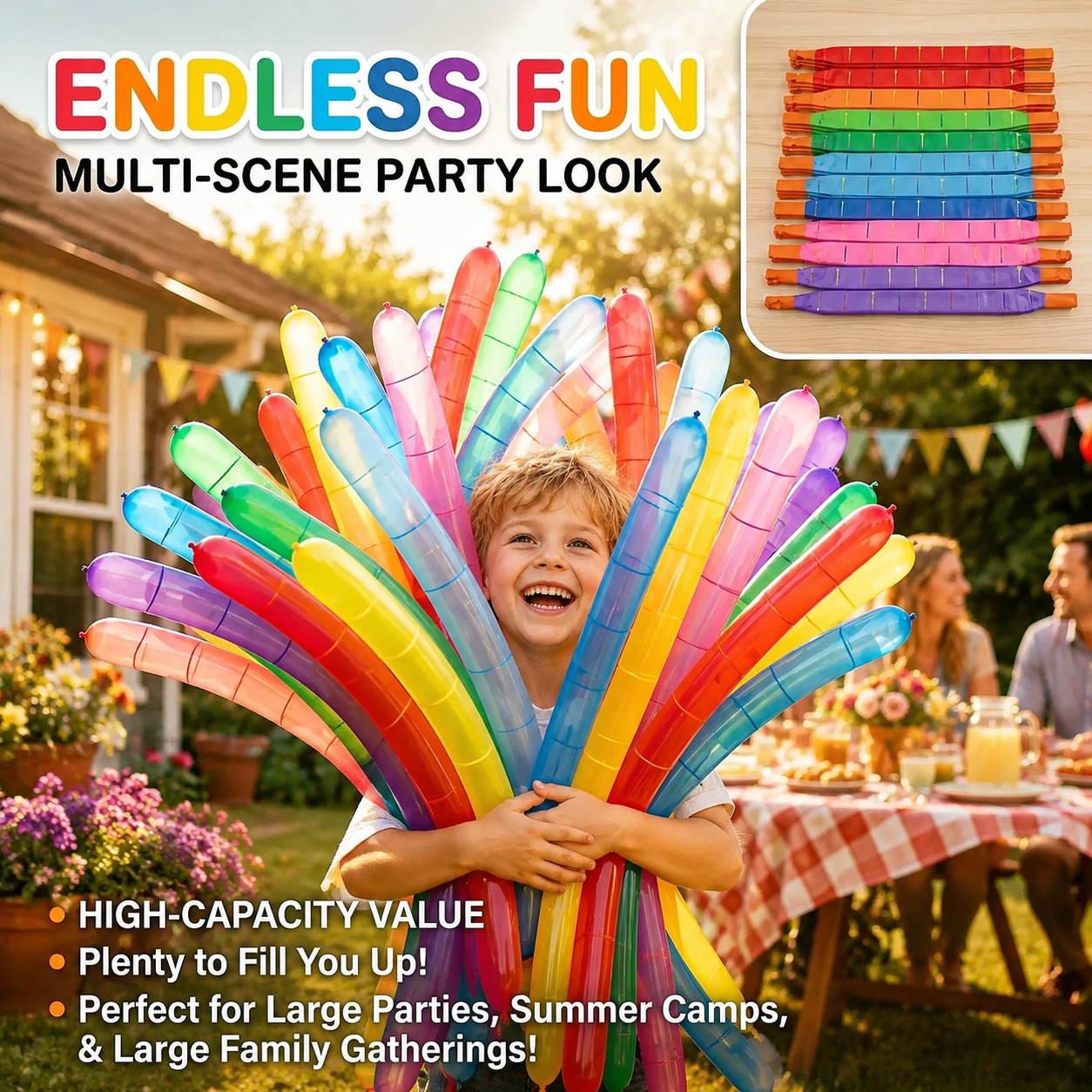 Rocket Balloon Set 100 Pack, Reusable Party Toys