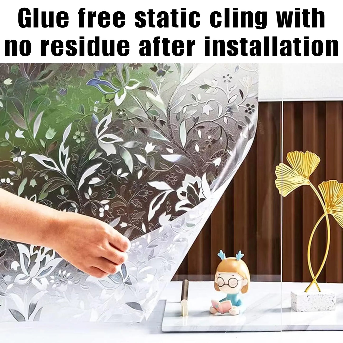 Window Privacy Film, Static Cling Removable Window Tint, Sun and UV Blocker for Glass Doors, Reflective Mirror Privacy Film
