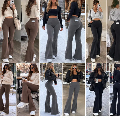 Women’s Fleece Lined Flare Leggings with Pockets