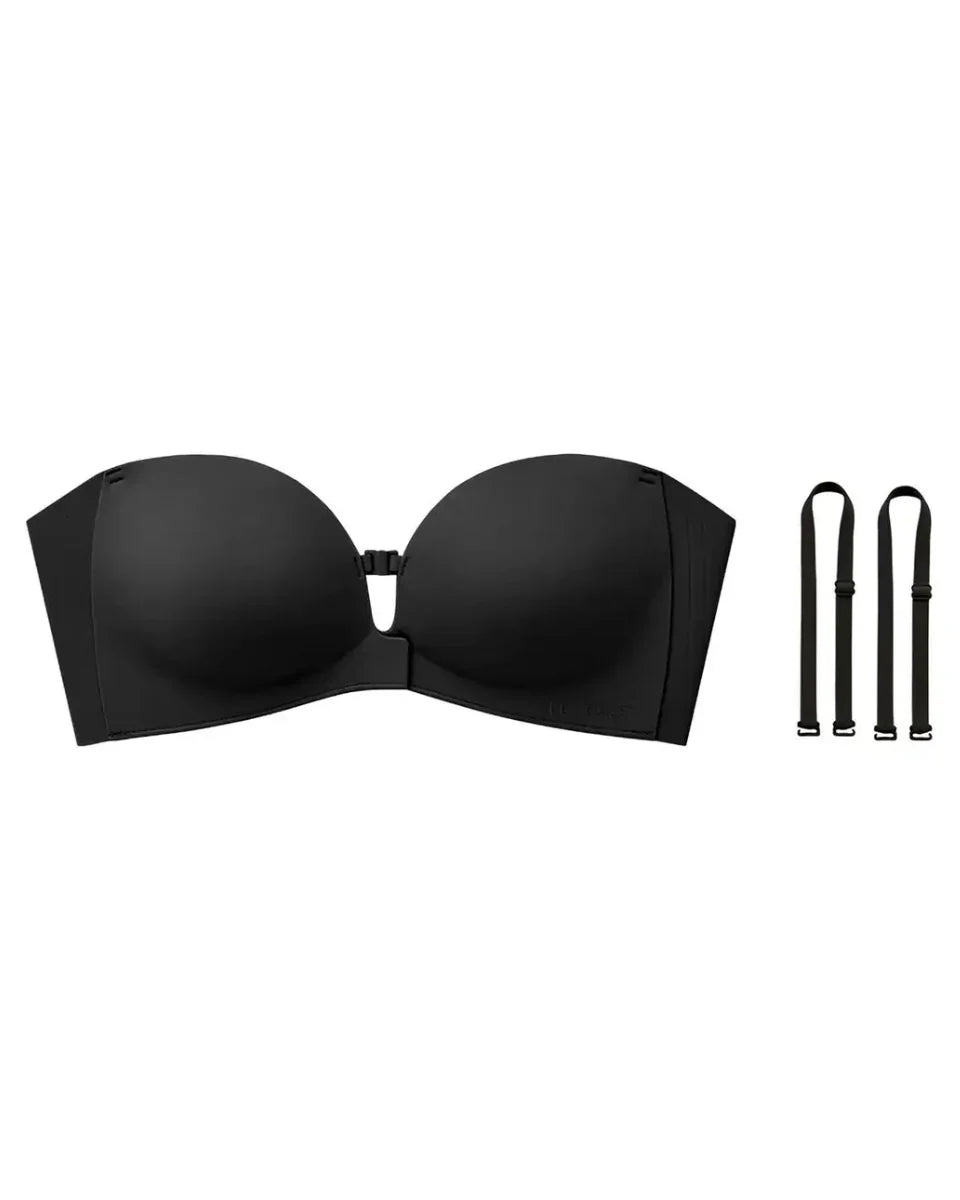 Front Closure Strapless Wireless Support Bra
