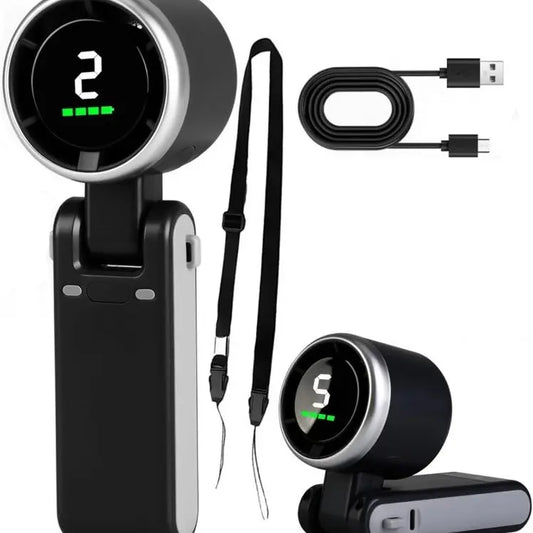 Portable 3 In 1 Rechargeable Turbo Handheld Fan With 5 Speeds And 4000mAh Battery