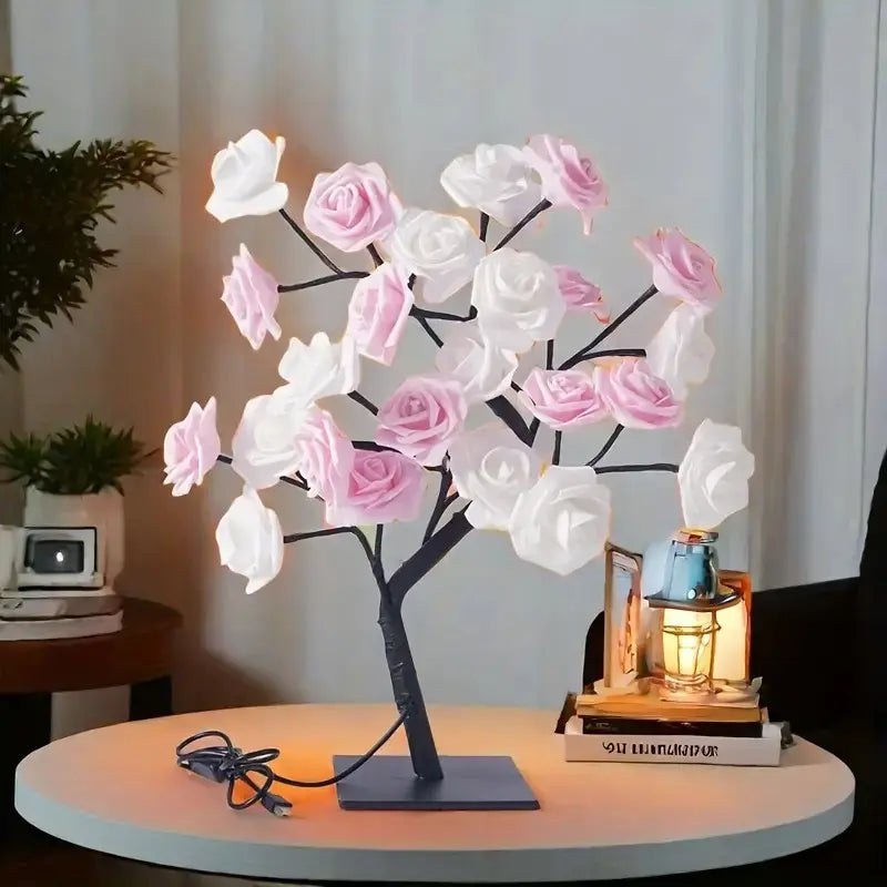 Rose-shaped night light, USB-powered, table lamp, bedroom lighting, holiday decorative lights, home decor, Valentine's Day gift, Mother's Day gift, home decor lighting