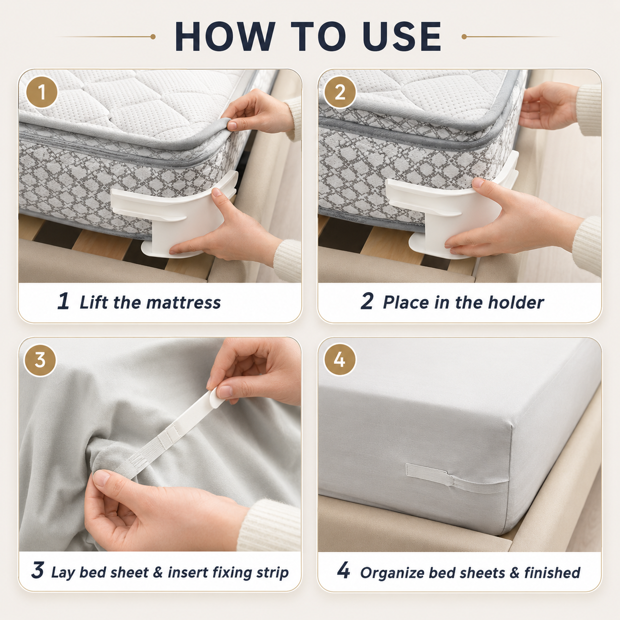4pc Bed Sheet Holder Strips for Mattress - Secure Fit & No Slipping