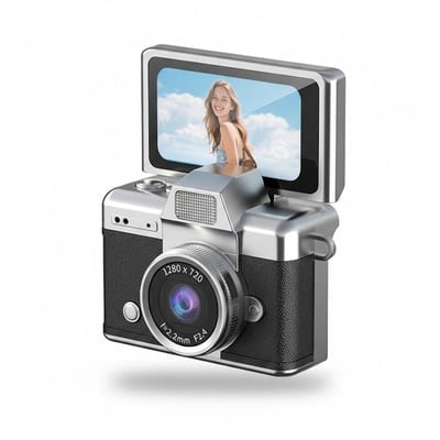 🎁 Mini Retro Digital Camera with Necklace & Clip – Pocket-Sized Christmas Gift