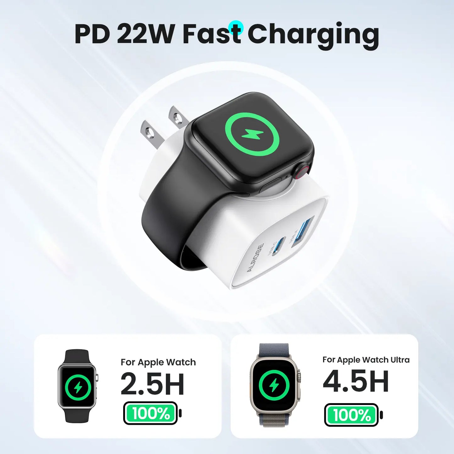 3-in-1 Magnetic Wireless Charger Plug with USB-C Fast Charging