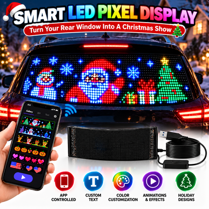 🚗🎄 Smart LED Pixel Car Display — App-Controlled Custom Text, Colors & Animations🎄
