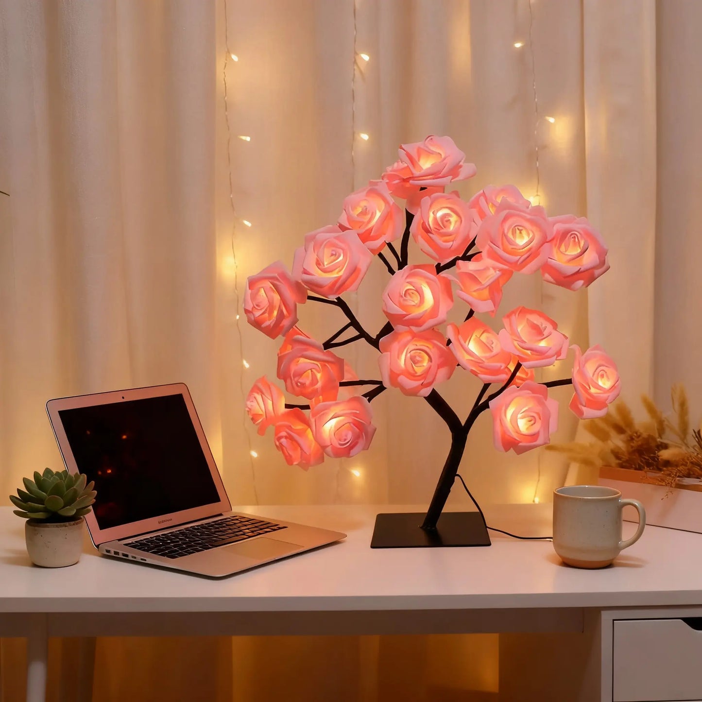 Rose-shaped night light, USB-powered, table lamp, bedroom lighting, holiday decorative lights, home decor, Valentine's Day gift, Mother's Day gift, home decor lighting