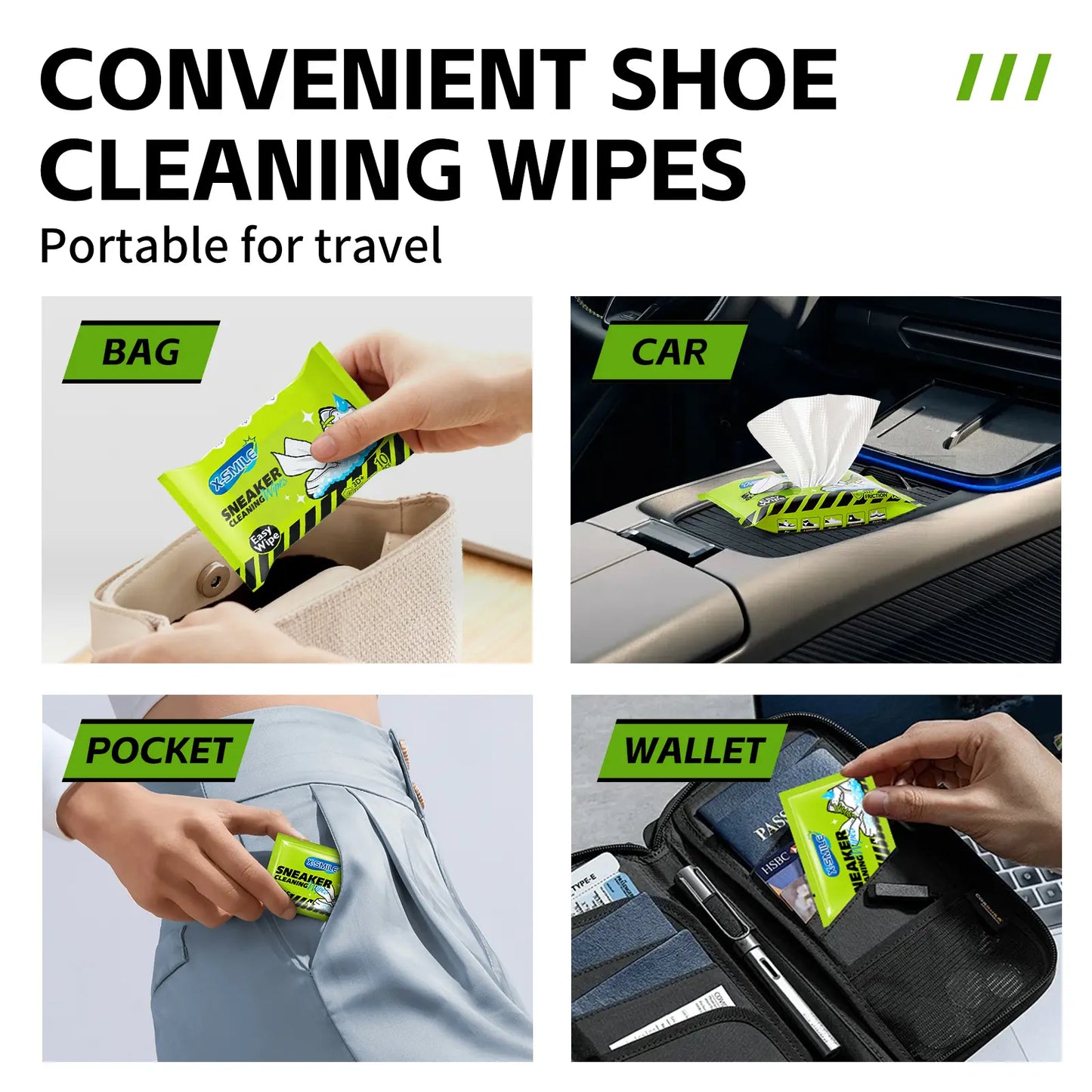 X-SMILE Sports Shoe Cleaning Wet Wipes for White Sneakers