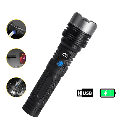 2-in-1 Rechargeable Flashlight & Power Bank (Zoomable, Waterproof)
