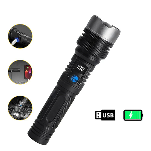 2-in-1 Rechargeable Flashlight & Power Bank (Zoomable, Waterproof)
