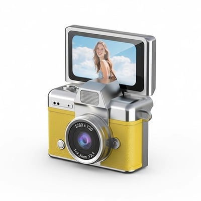 🎁 Mini Retro Digital Camera with Necklace & Clip – Pocket-Sized Christmas Gift