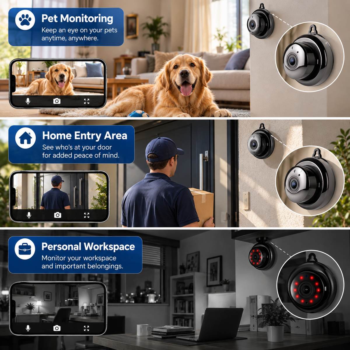 [Upgraded ultra-invisible] No-plug camera