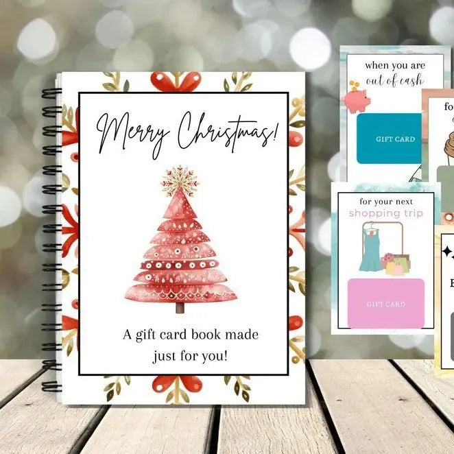 Christmas Gift Card Book, Diy Spiral Bound Gift Card Book, 5x7 Inch Colorful Spiral Bound Card Book , Christma Gift Cards Books Holder, DIY Personalized Xmas Gifts for Family, Friends, Students