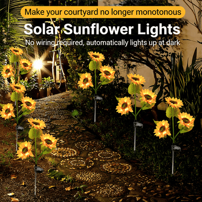 Solar Powered Sunflower LED Garden Lights Outdoor Waterproof Set