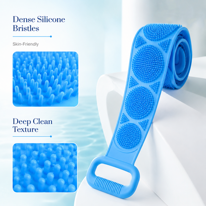 Double Sided Silicone Back Scrubber with Long Handles