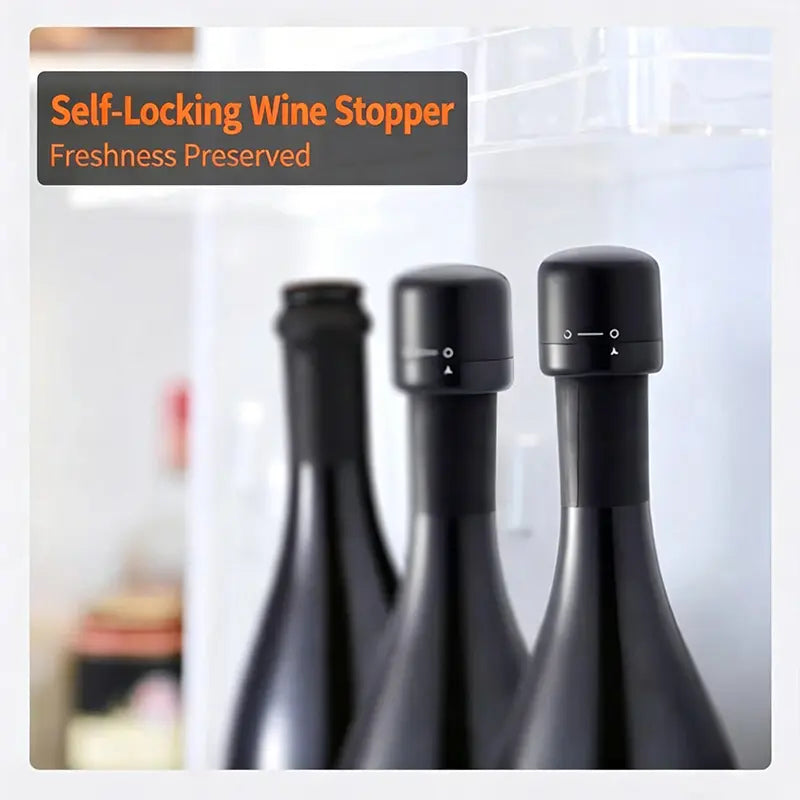Vacuum Wine Stopper -  Reusable Leakproof Bottle Sealer for Wine & Champagne