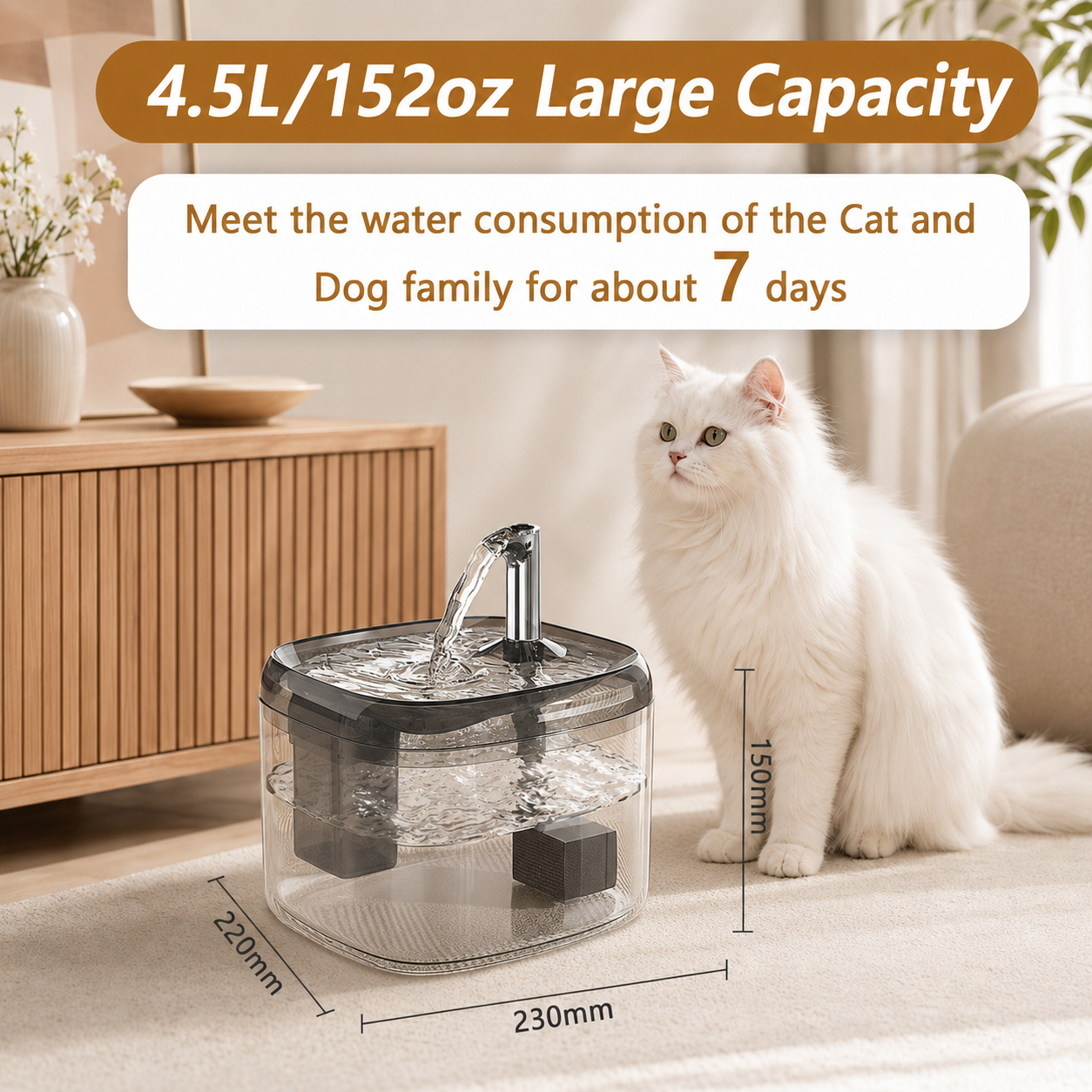 1.5L USB Automatic Cat Water Fountain with Filter for Cats and Small Dogs