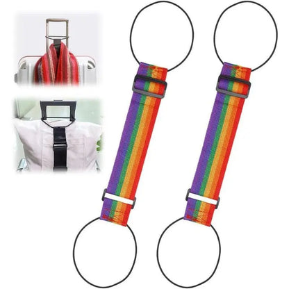 2-Pack Adjustable Rainbow Luggage Connector Straps