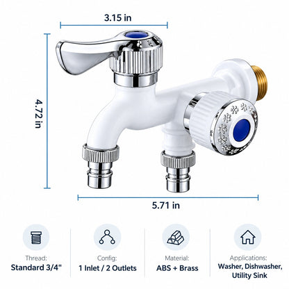 🎉Dual-Outlet Water Faucet | Run Washer & Hose Simultaneously ⚡