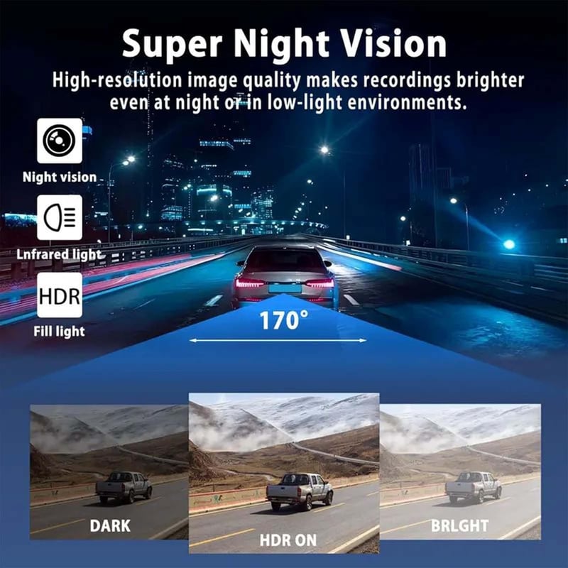Full View Car Dash Cam System for Front and Rear Recording