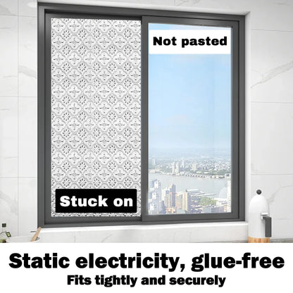 Window Privacy Film, Static Cling Removable Window Tint, Sun and UV Blocker for Glass Doors, Reflective Mirror Privacy Film