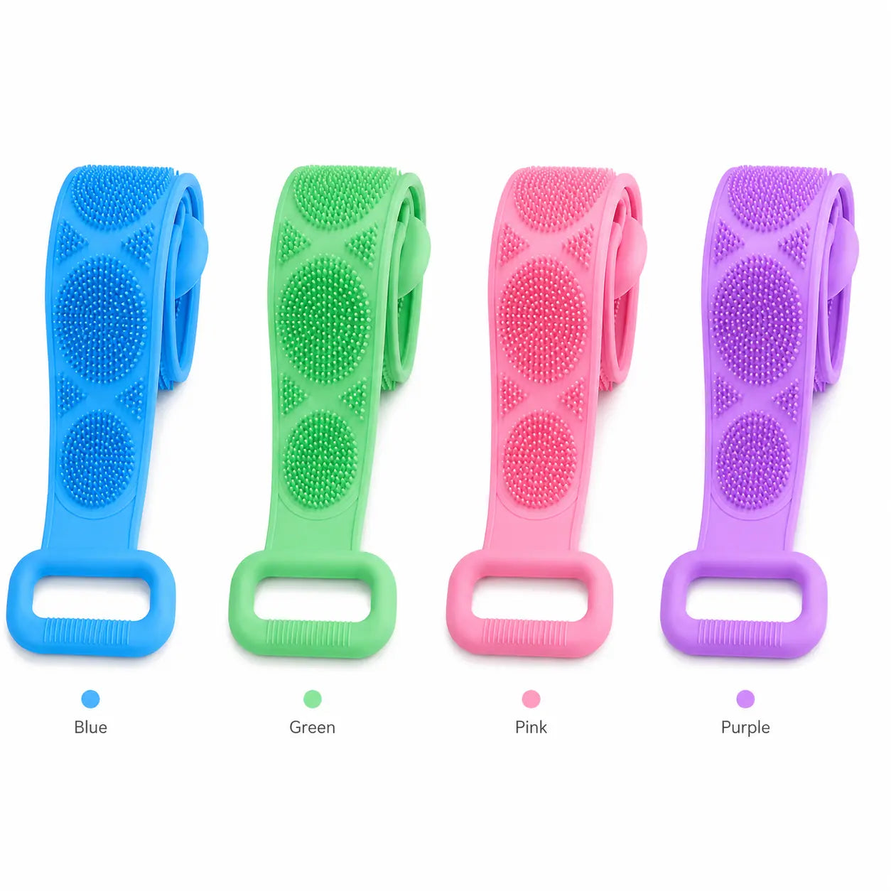 Double Sided Silicone Back Scrubber with Long Handles